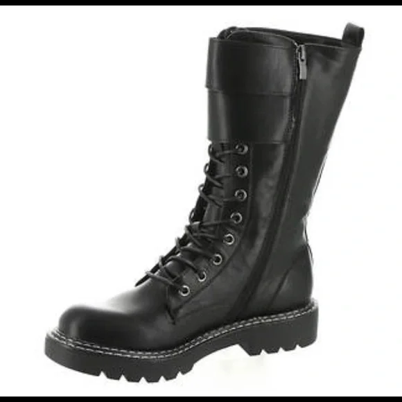 BRAND NEW UNUSED BLACK LACE UP BOOTS Size 8W - Picture 2 of 3